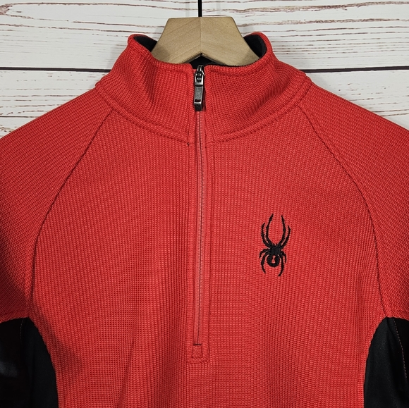 Spyder | Men's Outbound Red / Black Half Zip Fleece Jacket - Picture 3 of 5